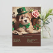 St Patrick's Day Adorable Fluffy Welpenhut Einladung (Stehend Vorderseite)