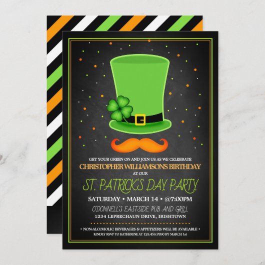 St. Patrick's Day Adult Geburtstagsparty Einladung (Vorne/Hinten)