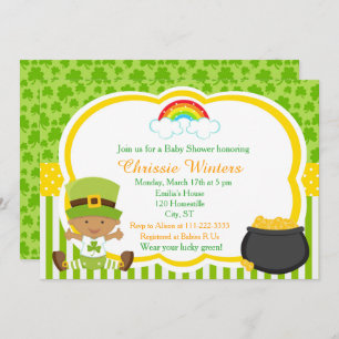 St Patrick's Day African American Baby Shower Einladung