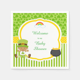 St Patrick's Day African American Boy Baby Shower Serviette