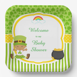 St Patrick's Day African American Girl Baby Shower Pappteller