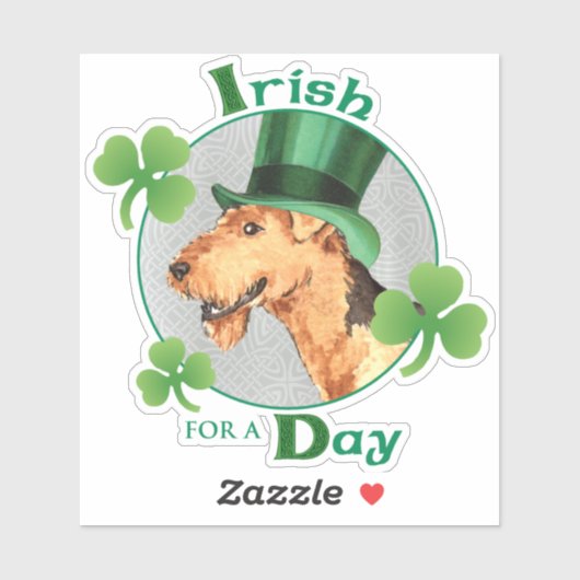 St. Patrick's Day Airedale Vinyl Sticker (Blatt)