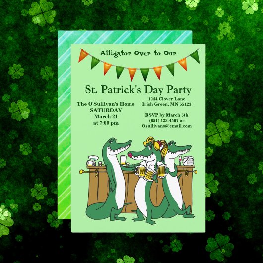 St. Patrick's Day Alligator zu unserem Party Einladung