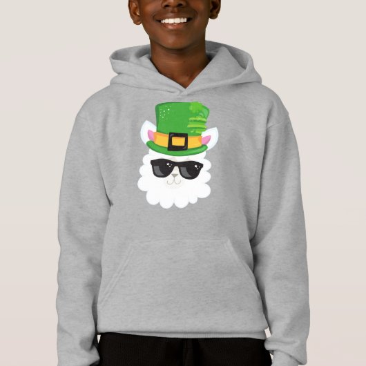 St. Patrick's Day, Alpaca, Llama, Leprechaun Hat Hoodie (Vorderseite)