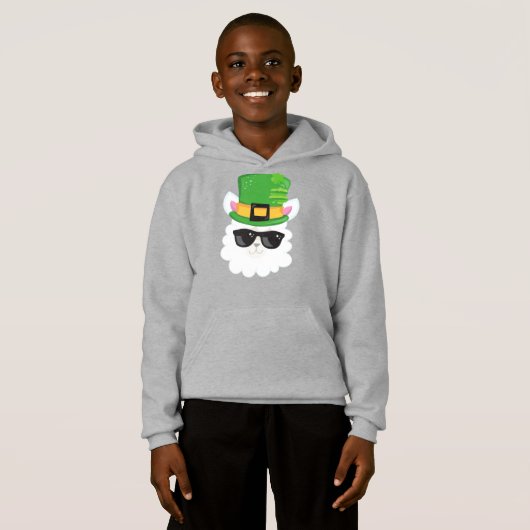 St. Patrick's Day, Alpaca, Llama, Leprechaun Hat Hoodie (Vorne ganz)