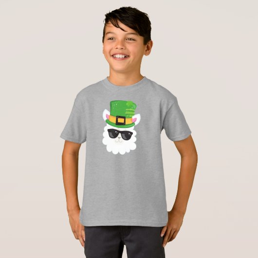 St. Patrick's Day, Alpaca, Llama, Leprechaun Hat T-Shirt (Vorne ganz)