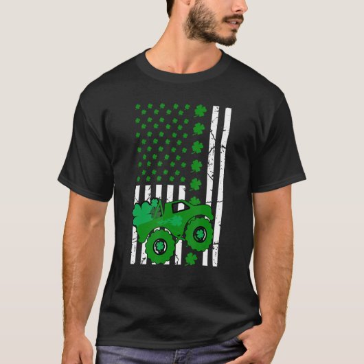St. Patrick's Day American Flag Monster Truck for  T-Shirt (Vorderseite)