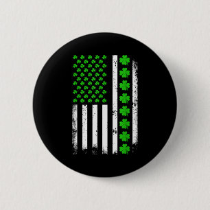 St. Patricks Day Amerikanische Flagge Kleeblatt ir Button