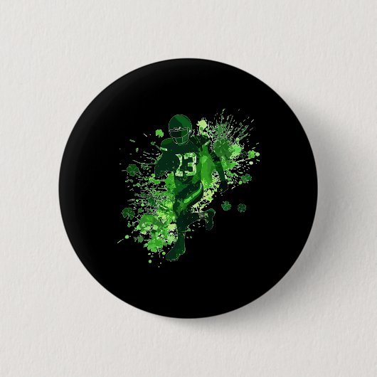 St. Patricks Day Amerikanischer Fußball Shamrock Button (Vorderseite)