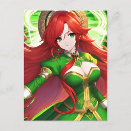 St. Patricks Day Anime Woman Postcard Postkarte