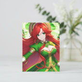St. Patricks Day Anime Woman Postcard Postkarte (Stehend Vorderseite)