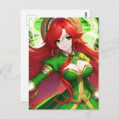 St. Patricks Day Anime Woman Postcard Postkarte (Vorne/Hinten)