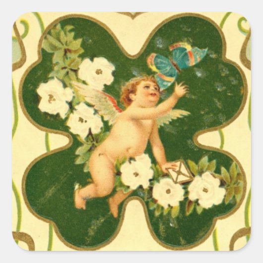 St. Patrick's Day Art Nouveau Angel - Aufkleber (Vorderseite)