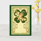 St. Patrick's Day Art Nouveau Angel Card Karte (Gelbe Blume)