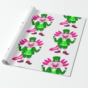 St Patricks Day Axolotl Kobold Geschenkpapier