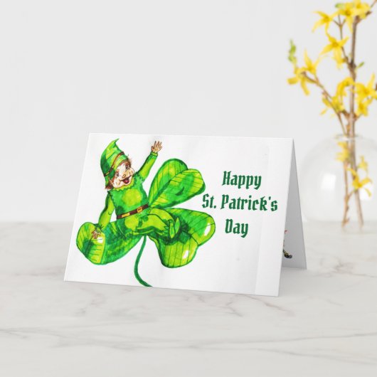 ST. PATRICK'S DAY BABY LEPRECHAUN KARTE (Gelbe Blume)