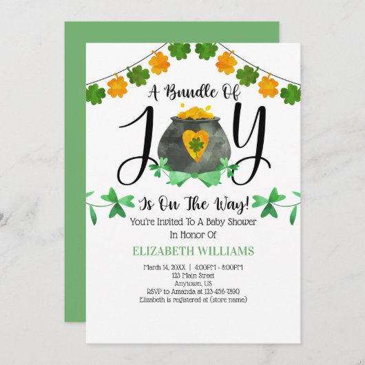 St. Patrick's Day Baby Shower Einladung (Vorne/Hinten)