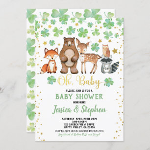 St Patrick's Day Baby Shower Kleeblatt Tiere Einladung