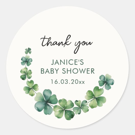 St Patricks Day Baby Shower Vielen Dank Runder Aufkleber (Vorderseite)