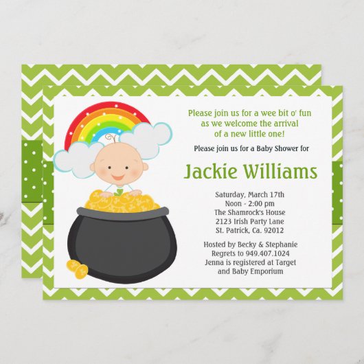 St Patricks Day Babydusche Einladung (Vorne/Hinten)