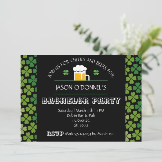 St. Patrick's Day Bachelor Party Einladung (Stehend Vorderseite)