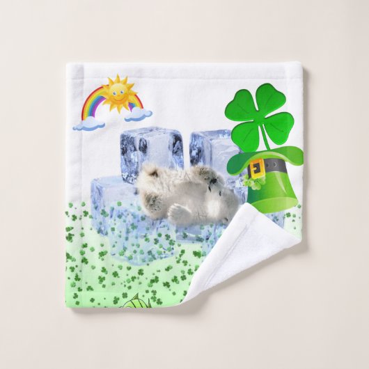 St. Patrick's Day Bad Handtuch Set Polar Bear (Waschlappen)