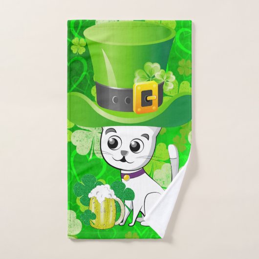 St. Patrick's Day Badewanne Handtuch Sets Katze (Handtuch)
