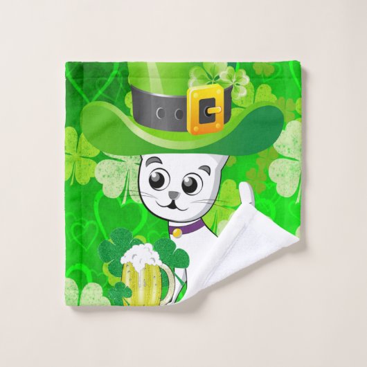 St. Patrick's Day Badewanne Handtuch Sets Katze (Waschlappen)
