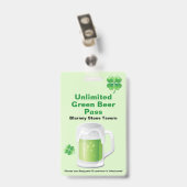 St. Patrick's Day Bar Ausweis (Rückseite mit Clip)