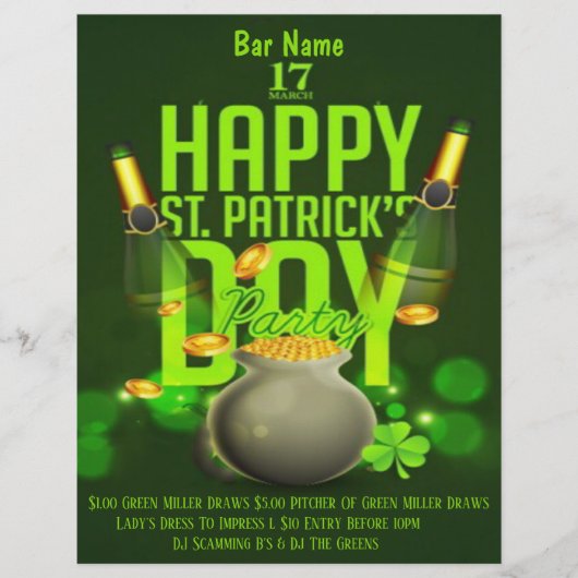 St. Patrick's Day Bar Event Flyer (Vorne)