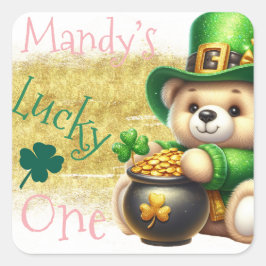 St.Patrick's Day Bär Gold Geburtstag Glückstag Ein Quadratischer Aufkleber