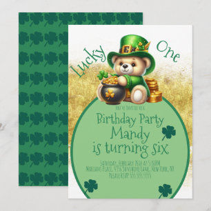 St. Patrick's Day Bär Niedlicher Geburtstag Glücks Einladung