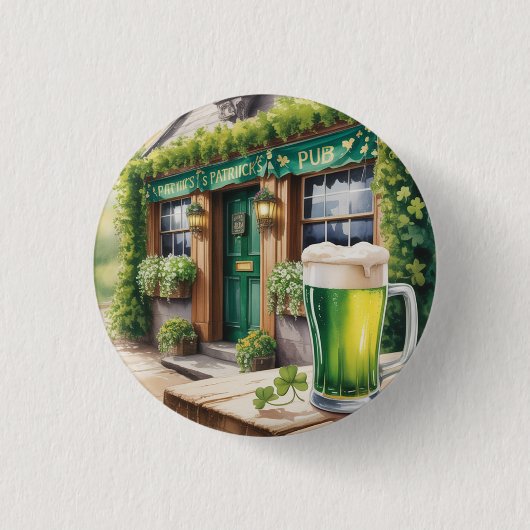 St. Patrick's Day Bar Pub Party Button (Vorderseite)