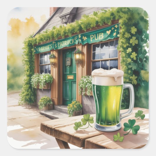 St. Patrick's Day Bar Pub Party Quadratischer Aufkleber (Vorderseite)