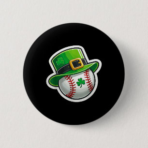 St. Patrick's Day Baseball Clover Hat Lucky Shamro Button
