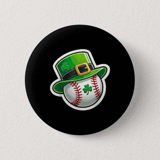 St. Patrick's Day Baseball Clover Hat Lucky Shamro Button (Vorderseite)
