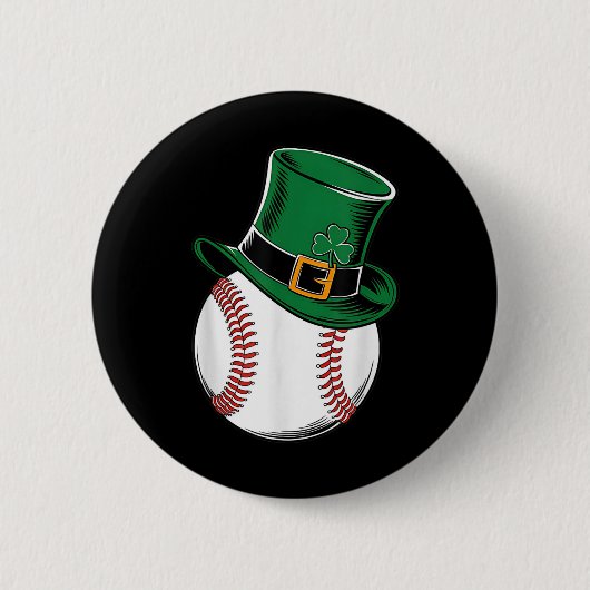 St Patricks Day Baseball Kleeblatt Button (Vorderseite)