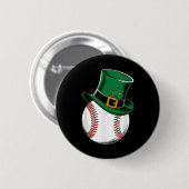 St Patricks Day Baseball Kleeblatt Button (Vorne & Hinten)