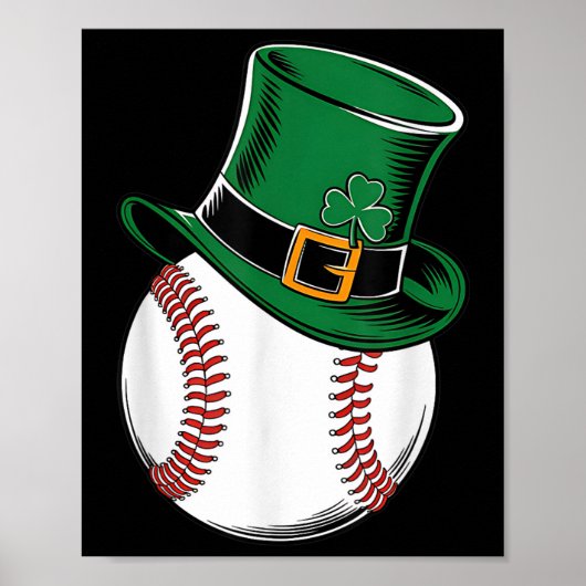 St Patricks Day Baseball Kleeblatt Poster (Vorne)