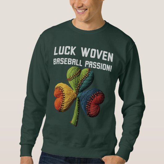 St. Patrick's Day Baseball Lucky Clover Garn Kunst Sweatshirt (Vorderseite)