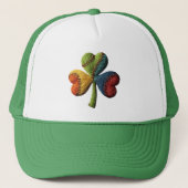 St. Patrick's Day Baseball Lucky Clover Garn Kunst Truckerkappe (Vorderseite)