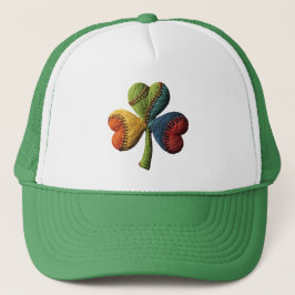 St. Patrick's Day Baseball Lucky Clover Garn Kunst Truckerkappe