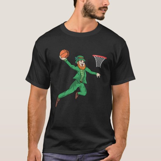 St Patricks Day Basketball Dunk Leprechaun Premium T-Shirt (Vorderseite)