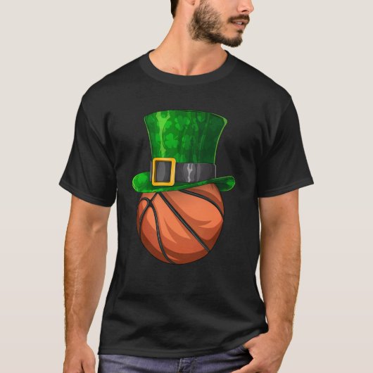 St Patrick's Day Basketball Leprechaun Kleeblatt T-Shirt (Vorderseite)