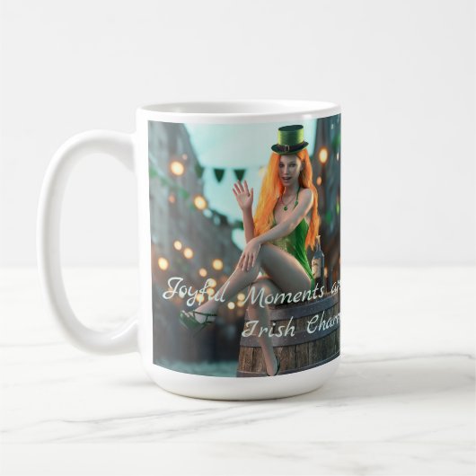 St Patrick's Day Beauty sitzt auf einem Fass Kaffeetasse (Links)