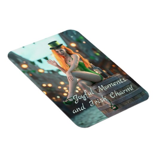 St Patrick's Day Beauty sitzt auf einem Fass Magnet (Rechte Seite)