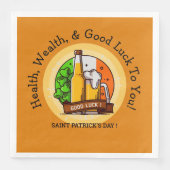 St Patricks Day Beer & Flag Edit Message Serviette (Vorderseite)