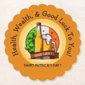 St Patricks Day Beer & Flag Edit Message Untersetzer (Vorderseite)