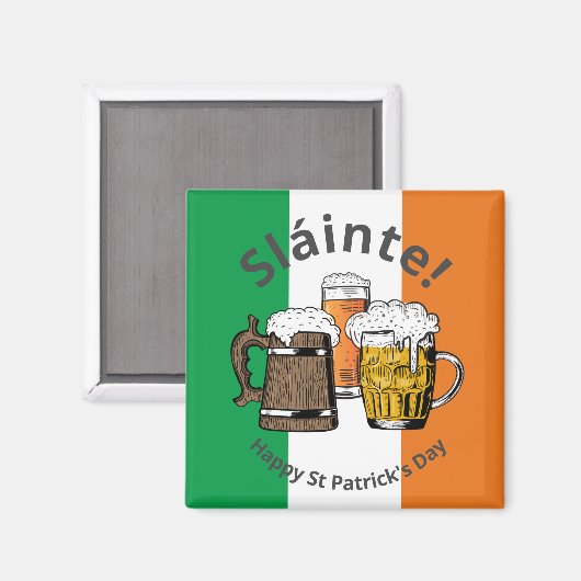 ST PATRICKS DAY Beer Sláinte Irish Flag Magnet (Vorderseite/Rückseite)