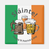ST PATRICKS DAY Beer Sláinte Irish Flag Magnet (Vorne)